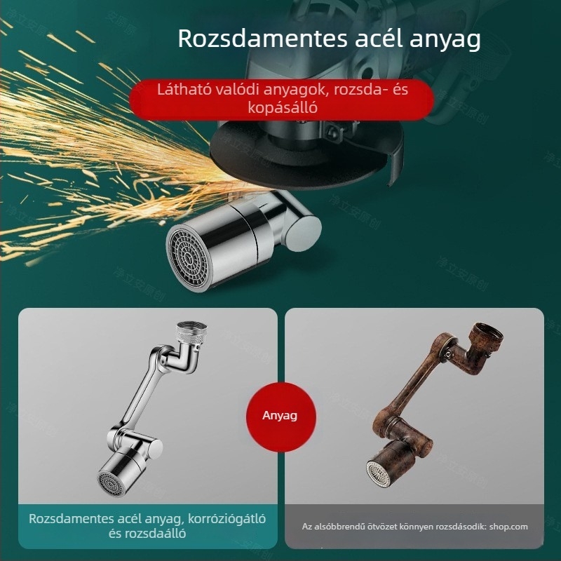 Robotkaros csapkiegészítő, forgó kifolyóval, multifunkcionális univerzális csatlakozó mosdóhoz
