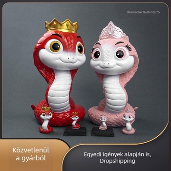 Gyanta figura a Kígyó év zodiákusához – dekoratív kisplasztika és telefonállvány, kézzel készült ajándék