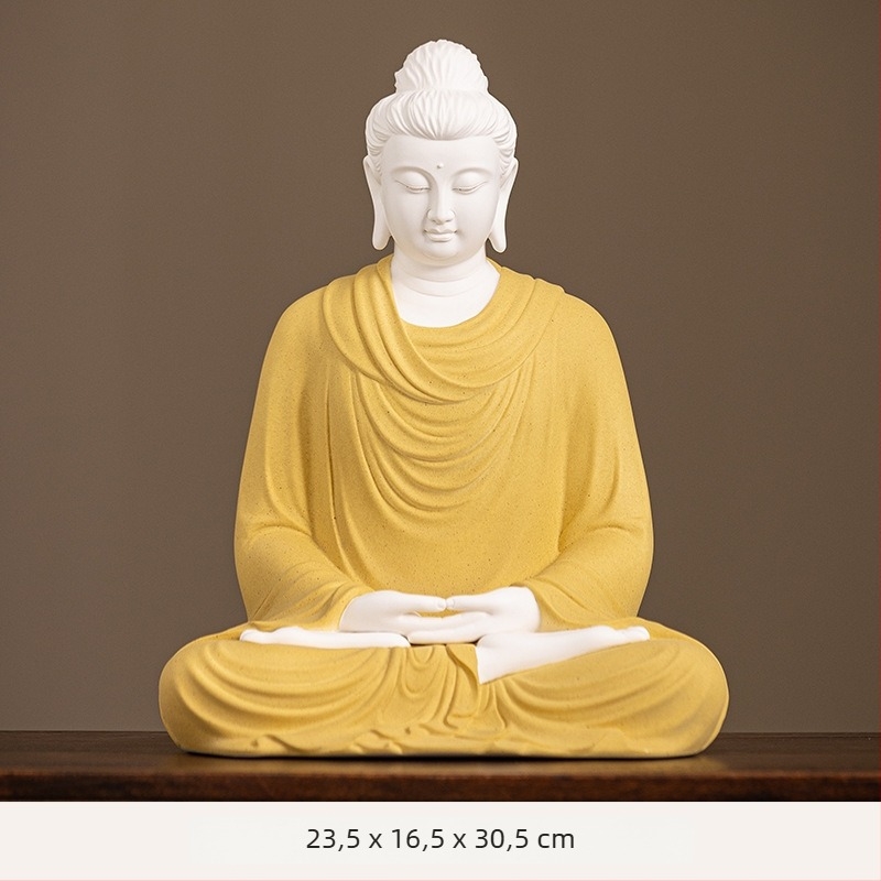 Öt Buddha-szobor fehér porcelánból, otthoni imádságra