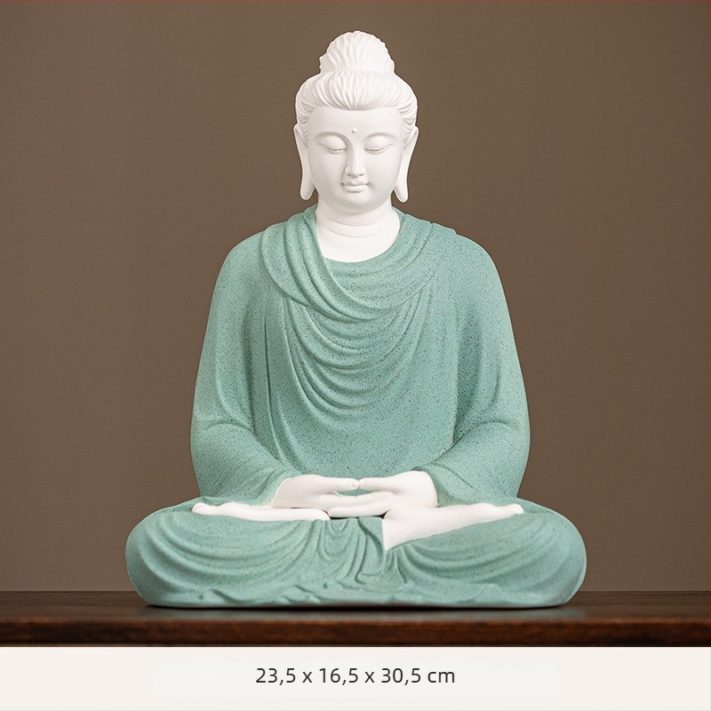 Öt Buddha-szobor fehér porcelánból, otthoni imádságra