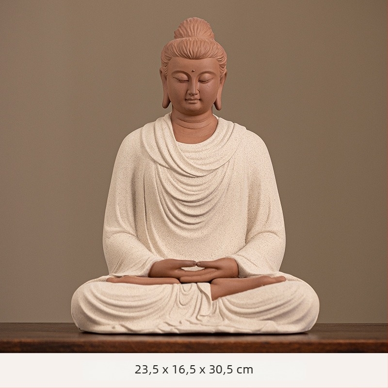 Öt Buddha-szobor fehér porcelánból, otthoni imádságra