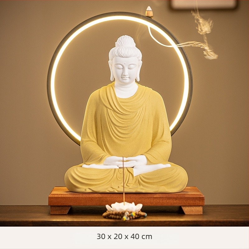 Öt Buddha-szobor fehér porcelánból, otthoni imádságra