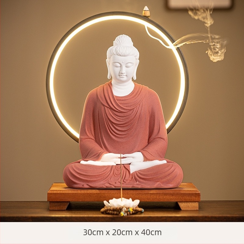 Öt Buddha-szobor fehér porcelánból, otthoni imádságra