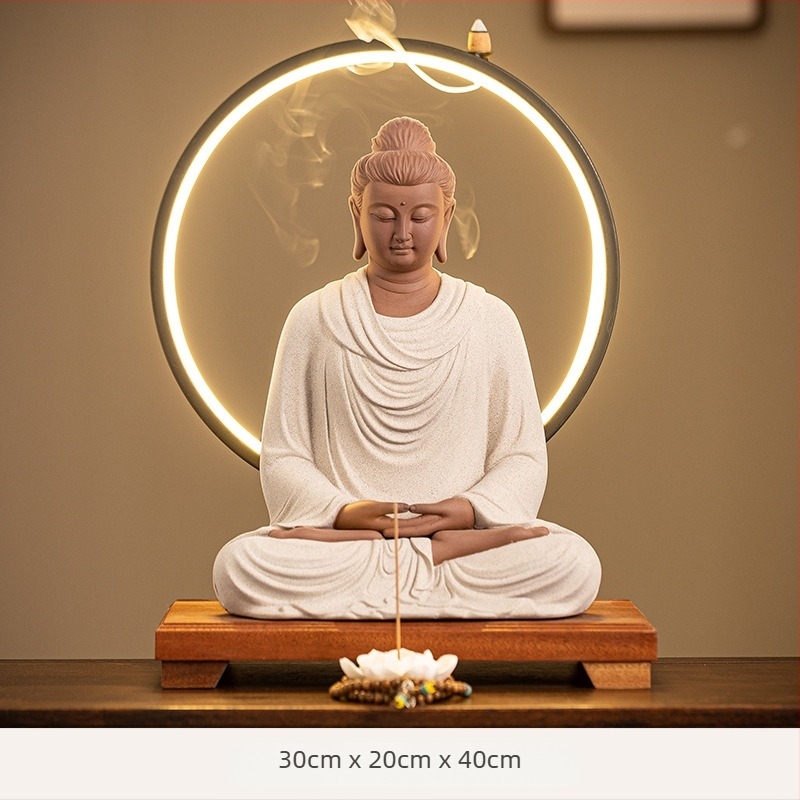 Öt Buddha-szobor fehér porcelánból, otthoni imádságra