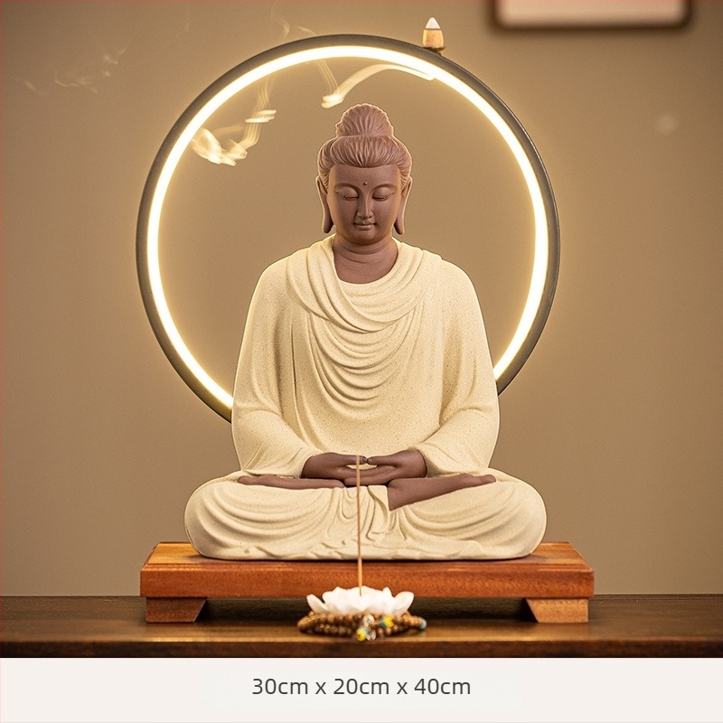 Öt Buddha-szobor fehér porcelánból, otthoni imádságra