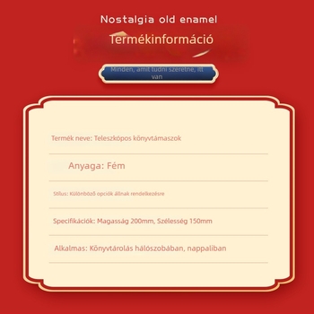 Fémes teleszkópos könyvállvány, kreatív asztali könyvtartó, állítható könyvállvány