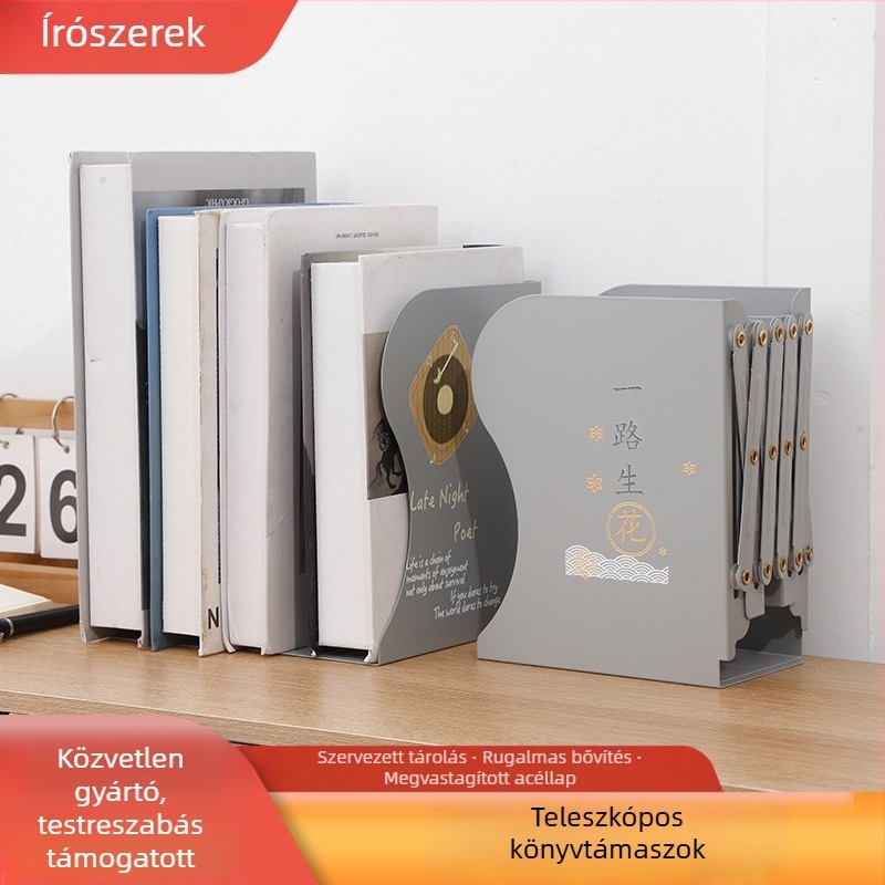 Fémes teleszkópos könyvállvány, kreatív asztali könyvtartó, állítható könyvállvány