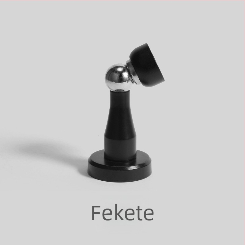 Kromált ajtóstop, erős mágneses tapadással, padlóra szerelve, beltéri használatra – hálószoba és fürdőszoba.
