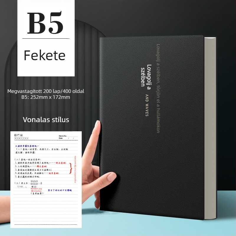 Cornell-stílusú jegyzetfüzet, ultra vastag, B5/A4 méret, középiskolások és egyetemisták számára