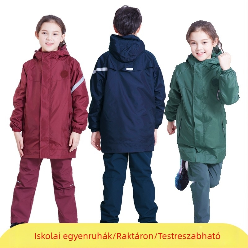 Óvoda–általános iskolától a középiskoláig, őszi–téli egyenruha, hímzett logóval