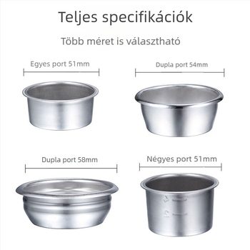 Kézi kávéfőző szűrő 304 rozsdamentes acélból, szűrőcsésze, kompatibil 51/54/58 mm méretekhez, egyszemélyes vagy kettős adagra