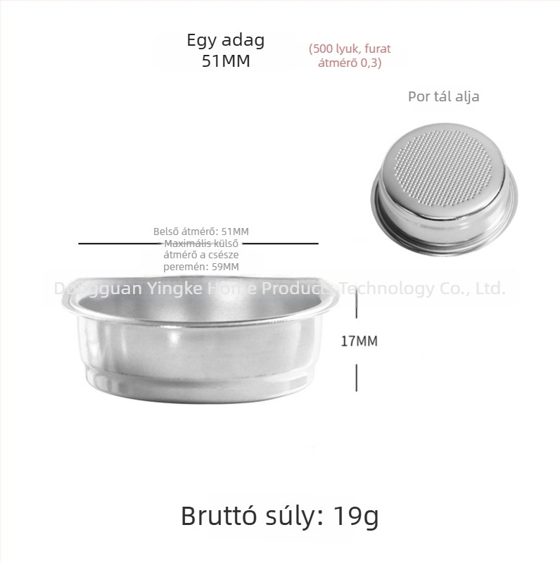Kézi kávéfőző szűrő 304 rozsdamentes acélból, szűrőcsésze, kompatibil 51/54/58 mm méretekhez, egyszemélyes vagy kettős adagra