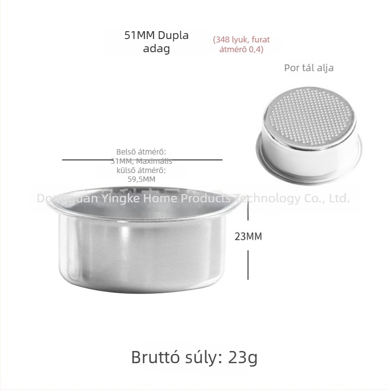 Kézi kávéfőző szűrő 304 rozsdamentes acélból, szűrőcsésze, kompatibil 51/54/58 mm méretekhez, egyszemélyes vagy kettős adagra