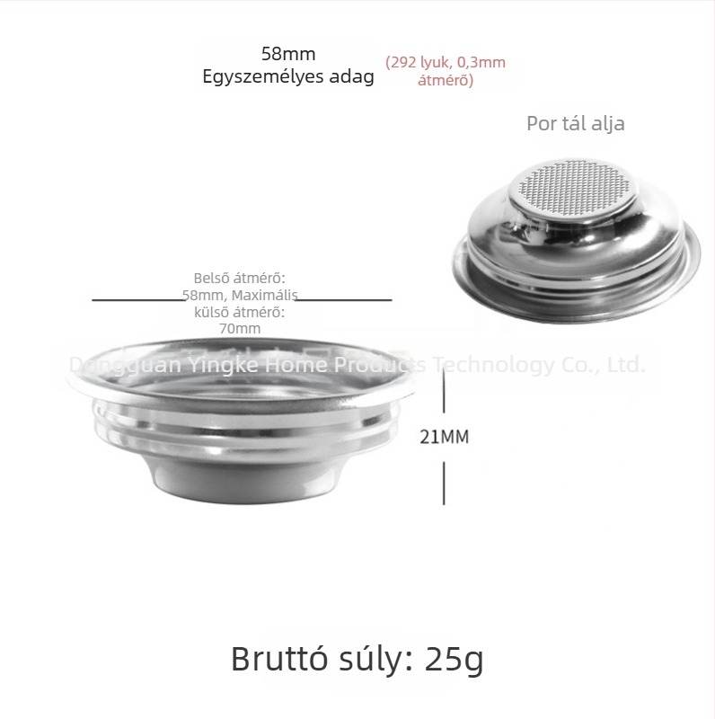Kézi kávéfőző szűrő 304 rozsdamentes acélból, szűrőcsésze, kompatibil 51/54/58 mm méretekhez, egyszemélyes vagy kettős adagra