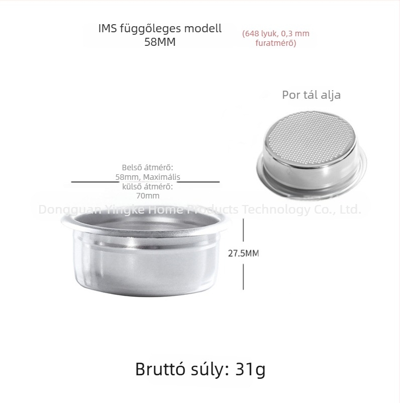 Kézi kávéfőző szűrő 304 rozsdamentes acélból, szűrőcsésze, kompatibil 51/54/58 mm méretekhez, egyszemélyes vagy kettős adagra