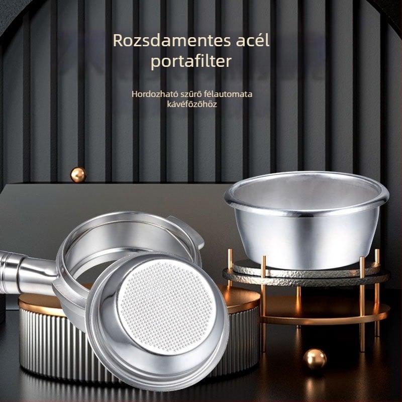 Kézi kávéfőző szűrő 304 rozsdamentes acélból, szűrőcsésze, kompatibil 51/54/58 mm méretekhez, egyszemélyes vagy kettős adagra