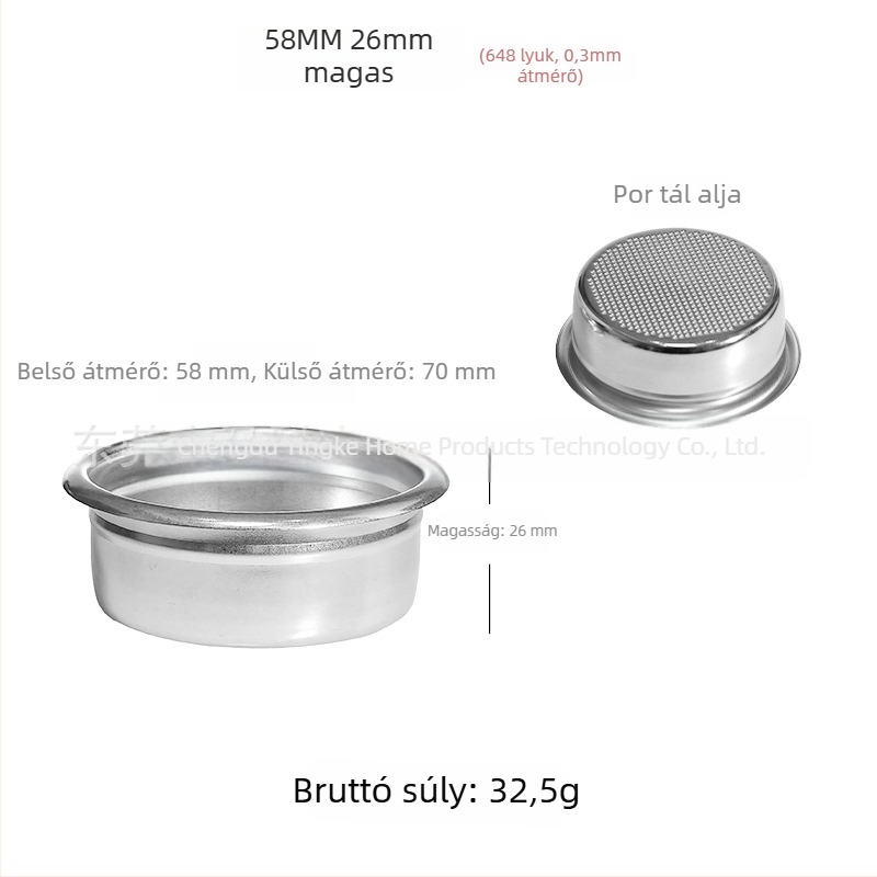 Kézi kávéfőző szűrő 304 rozsdamentes acélból, szűrőcsésze, kompatibil 51/54/58 mm méretekhez, egyszemélyes vagy kettős adagra