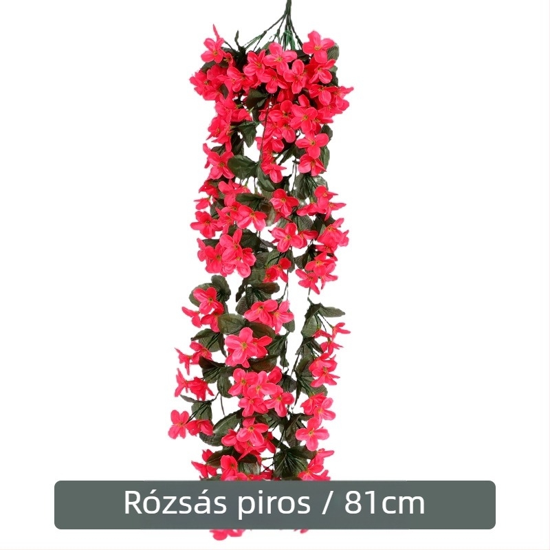 Ibolya színű falra akasztható dekor éttermek és szabadtéri helyiségek számára mesterséges virágokkal és rattan díszítő elemekkel