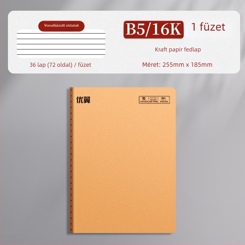 Barna kraft papír jegyzetfüzet, B5/A5 méret, 16K, diákoknak