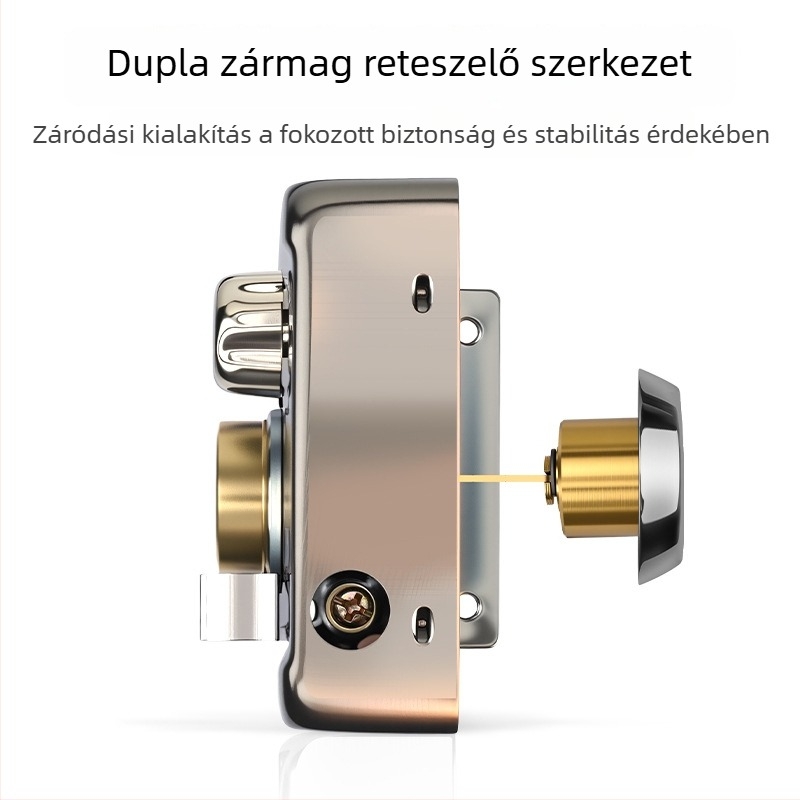Beltéri és kültéri, régi stílusú ajtózár, vörös bronz színű vasból, fa- és fémajtókhoz, garázsajtókhoz, hárompontos keresztes zár.
