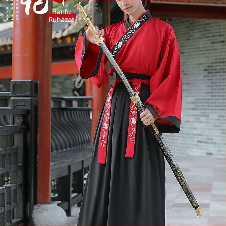 Wuxia-stílusú, felújított ősi kosztüm nőknek és férfiaknak, uniszex diákszabály egyenruha, kínai stílusú hódragon tánc előadás jelmez