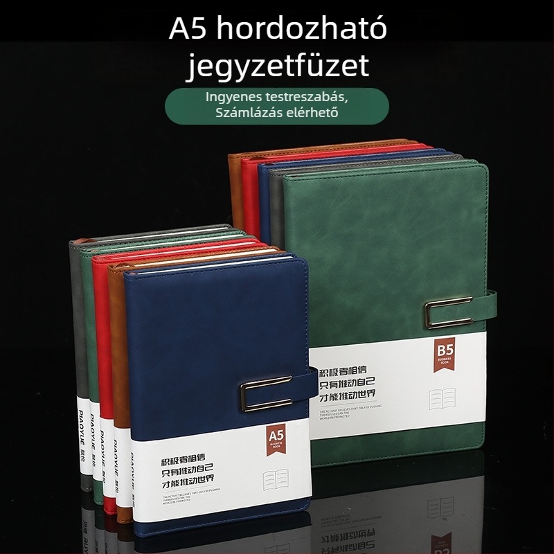 Személyre szabott A5-ös hordozható jegyzetfüzet, B5-ös zárható notesz, ajándékdobozt tartalmazó készlet, klasszikus irodai jegyzetfüzet