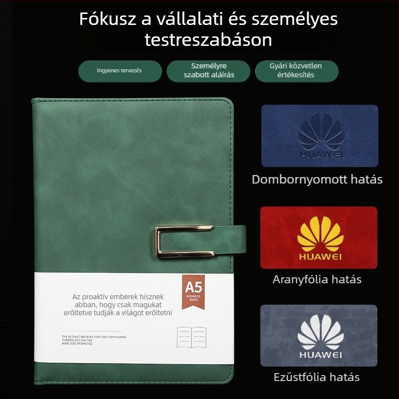 Személyre szabott A5-ös hordozható jegyzetfüzet, B5-ös zárható notesz, ajándékdobozt tartalmazó készlet, klasszikus irodai jegyzetfüzet
