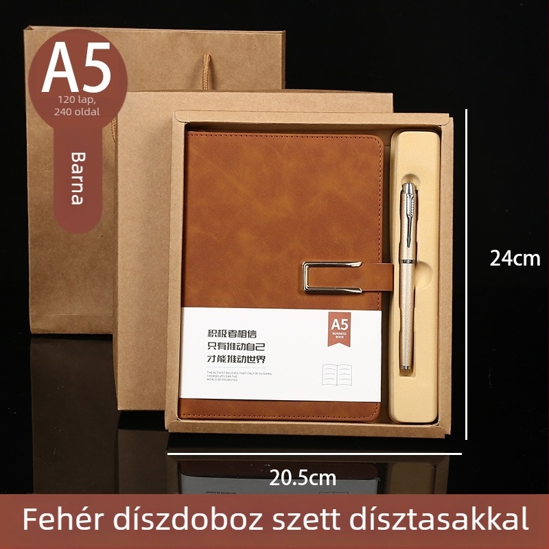 Személyre szabott A5-ös hordozható jegyzetfüzet, B5-ös zárható notesz, ajándékdobozt tartalmazó készlet, klasszikus irodai jegyzetfüzet