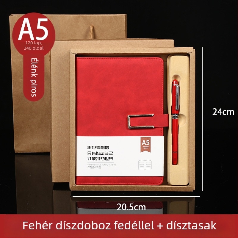 Személyre szabott A5-ös hordozható jegyzetfüzet, B5-ös zárható notesz, ajándékdobozt tartalmazó készlet, klasszikus irodai jegyzetfüzet