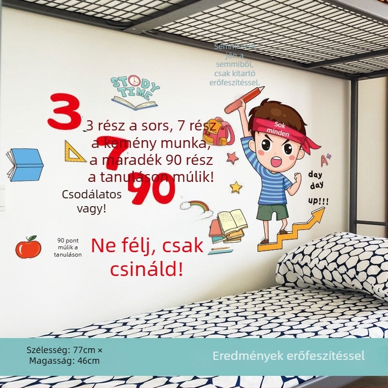 Tanulást ösztönző falmatricák, önragasztó tapéta diák háló- vagy kollégiumi szobához