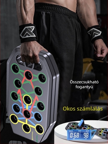 Összecsukható fekvőtámasz deszka – mellizomok edzéséhez, otthoni fitnesz felszerelés, modell FWC-1, méretek 62×18×10 cm, súly 0,7 kg