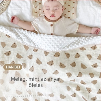 Hanbei baba nyári vékony géz pamut takaró, mintás rajzfilmmel, 100 x 110 cm
