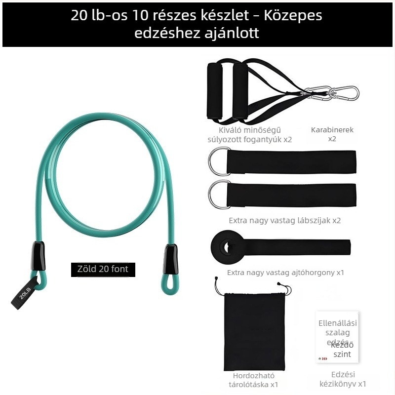 150 lb latex ellenállás zsinór készlet, 11 darabos, többfunkciós fitnesz elasztikus kötél