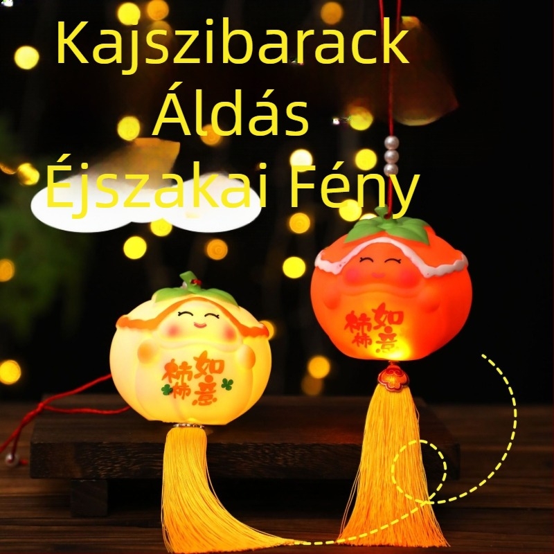 Narancssárga, világító kézben tartható lámpás az új évre — rajzfilmszerű stílus, gyerekeknek, óvodai ajándék, lampionfesztivál