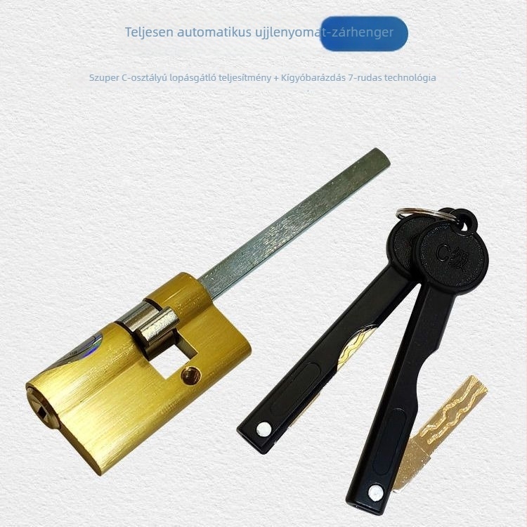 Új ultra rövid automata ujjlenyomat zárhenger, fél-automata okos zár, teljes réz, C osztályú lopás elleni jelszavas zármag