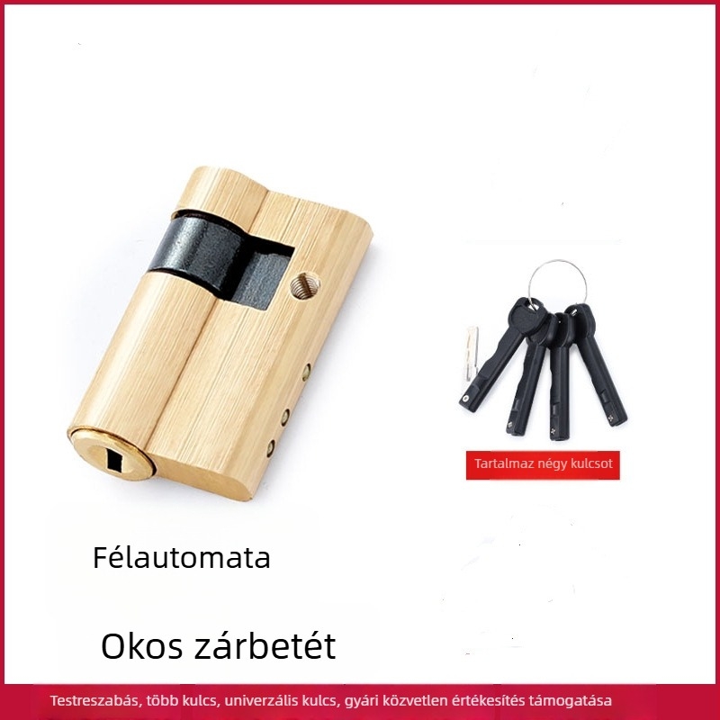 Új ultra rövid automata ujjlenyomat zárhenger, fél-automata okos zár, teljes réz, C osztályú lopás elleni jelszavas zármag