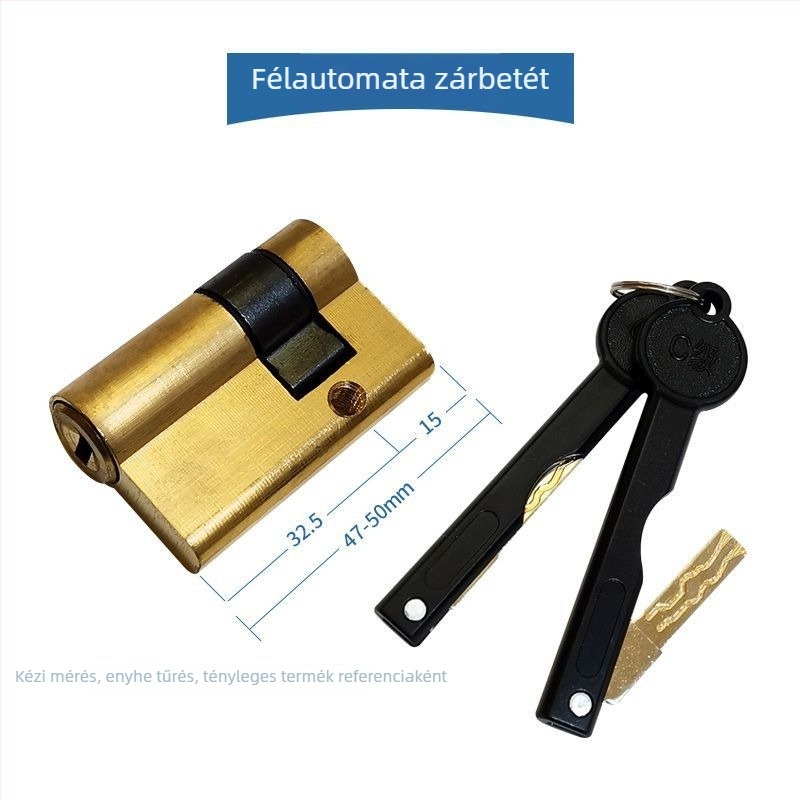 Új ultra rövid automata ujjlenyomat zárhenger, fél-automata okos zár, teljes réz, C osztályú lopás elleni jelszavas zármag