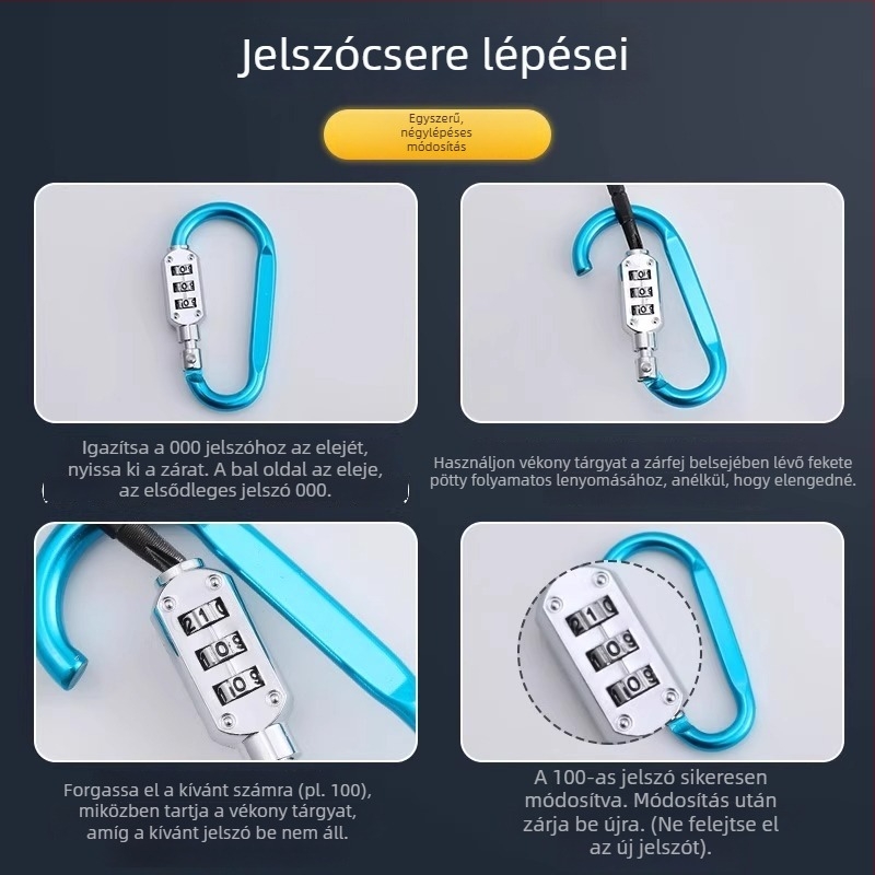 Mechanikus kombinációs zár szekrényekhez, sisakzár elektromos kerékpárhoz és kerékpárkosár-zárhoz