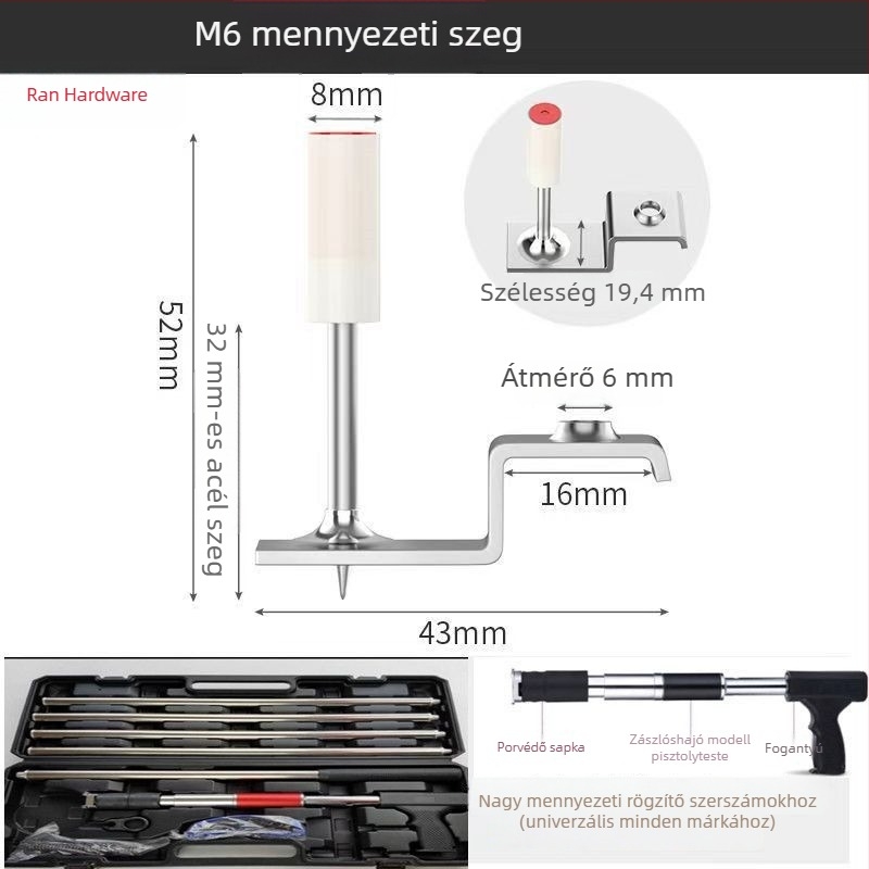 M8 univerzális pneumatikus mennyezethez illeszkedő szeg, 20/25 mm csőbilincs és kábelbilincs – integrált mennyezet rögzítők