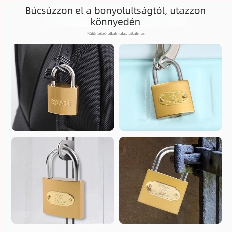 Réz lakat, univerzális ajtózár iroda és kollégiumi szekrényekhez, kis méretű kulcsos lakat