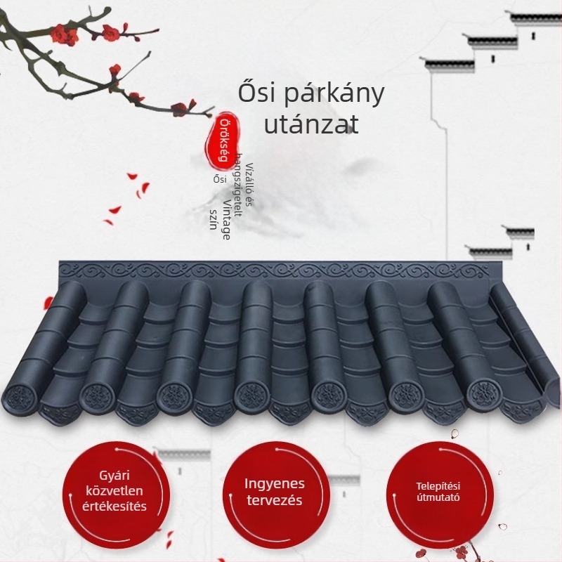 Yan Ying antik stílusú gyanta tető- és ereszlapok, integrált elemek, dekoratív műanyag kerámialapok glazúrral