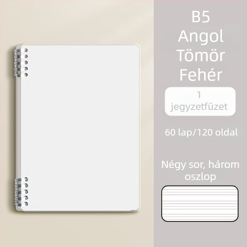 Vastag B5-ös angol füzet levehető oldalakkal, gyakorlatokhoz középiskolától egyetemig, hibák áttekintésére