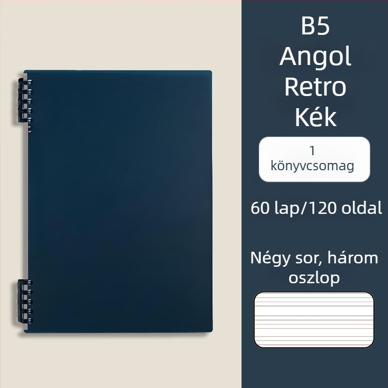 Vastag B5-ös angol füzet levehető oldalakkal, gyakorlatokhoz középiskolától egyetemig, hibák áttekintésére