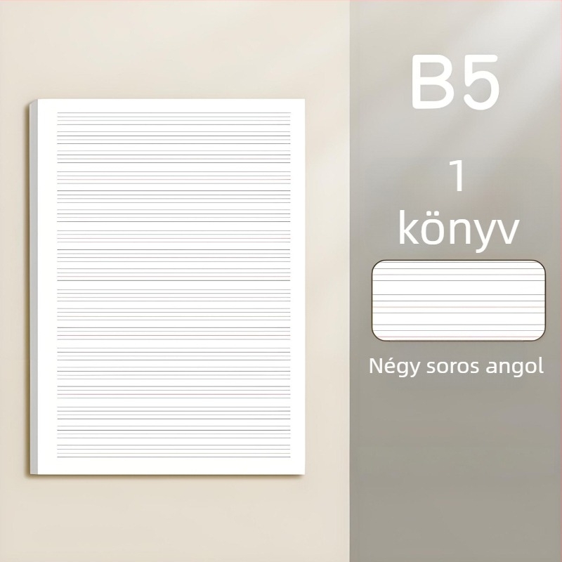 Vastag B5-ös angol füzet levehető oldalakkal, gyakorlatokhoz középiskolától egyetemig, hibák áttekintésére