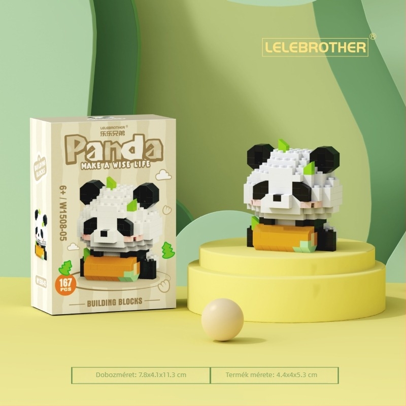 LEGO-kompatibilis Panda National Treasure rajzfilmfigura építőblokkokból álló készlet, ABS műanyag, 100–200 darab
