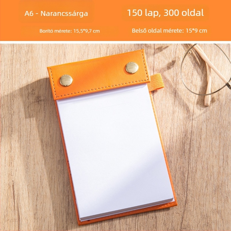 A6-os hordozható vastag jegyzetfüzet ragasztós jegyzetekkel és cserélhető papírral, kis notesz