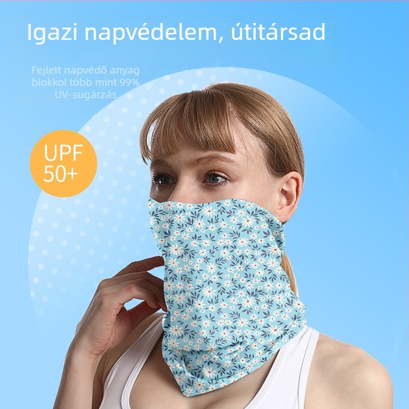 Beépített sapka és sál a nyári napvédelemhez, arc- és nyakvédő sál kerékpározáshoz