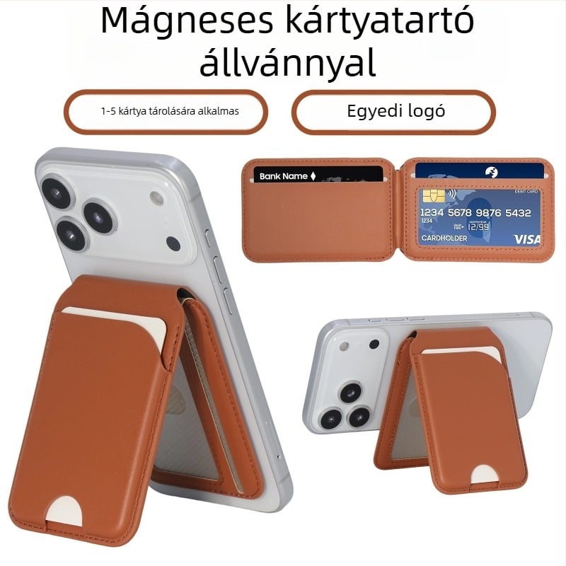 Apple MagSafe kártyatartó PU bőrből, hajtogatható tok, mágneses állvány