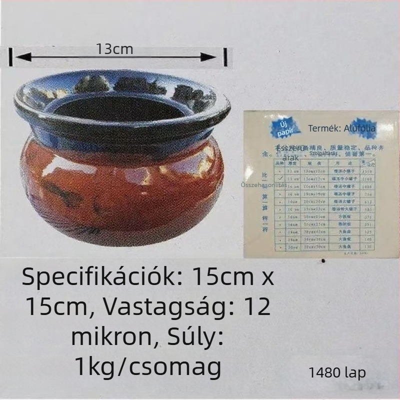 Sütésre tervezett alumínium fólia – levesek Crock-Pot, BBQ-hoz, légsütőhöz, levesek agyagból, tej- és kávéitalokhoz