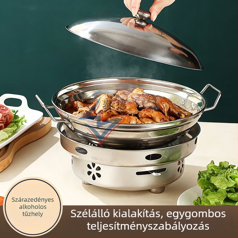 Sűrített szilárd és folyékony alkohollal működő rozsdamentes acél edény – kis forró fazék és száraz fazék, otthonra, étterembe, kollégiumba és kereskedelmi használatra